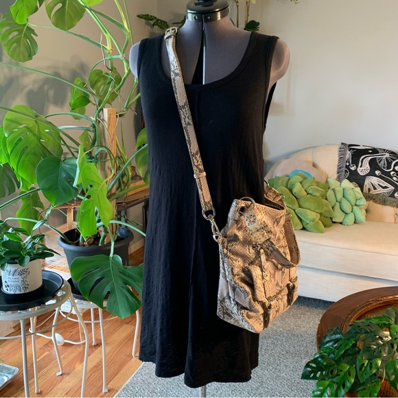 Cole Haan Snakeskin Embossed Python Print Satchel Convertible Purse, 13x12x4" - Picture 12 of 13